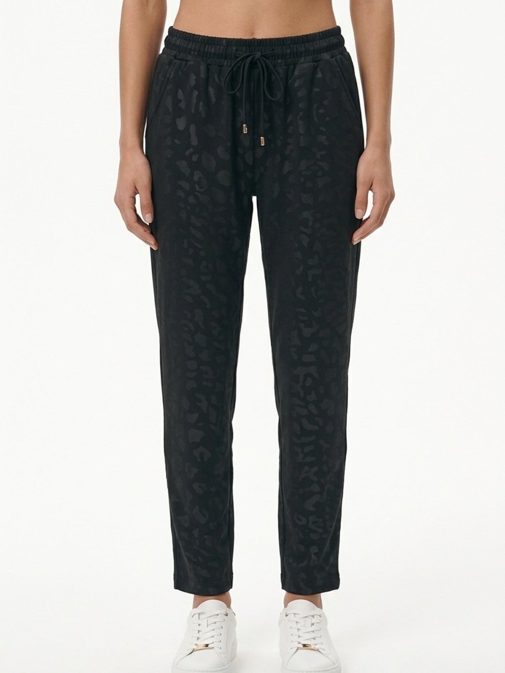 EMILY MCCARTHY | Black Animal Print Drawstring Waist Jogger Pants Women’s Size S